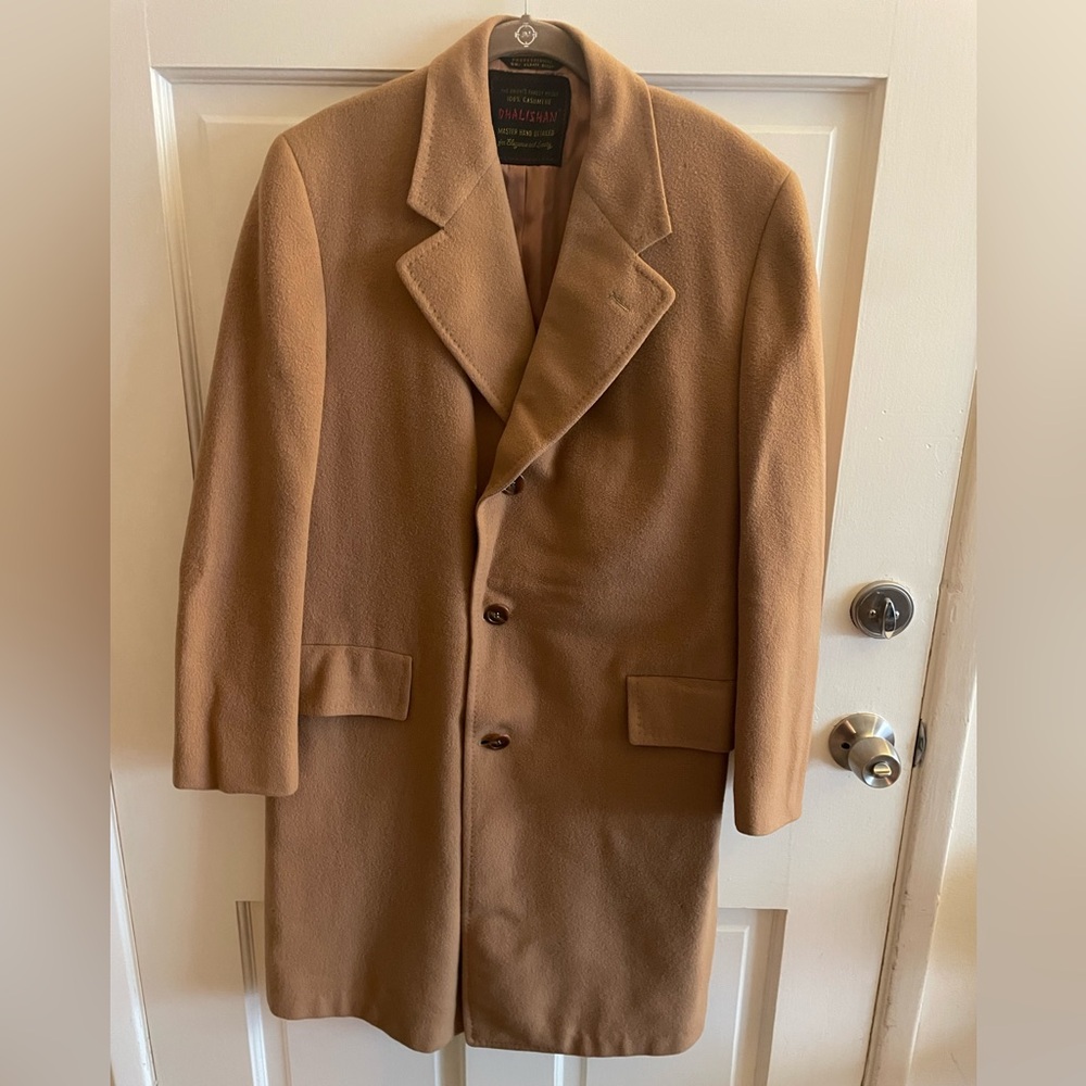 Men's 100% Cashmere Dhalishan Long Coat in Camel